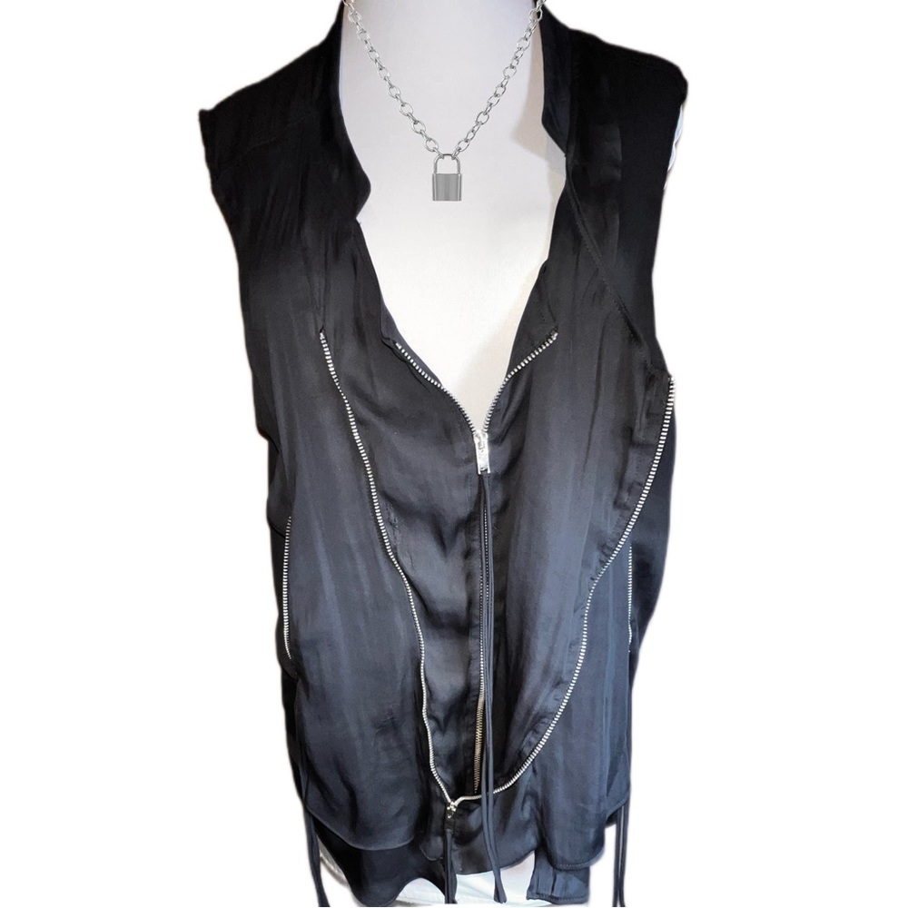 Zara Silky Moto Zippered Vest - Picture 3 of 10
